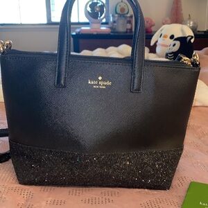 Kate Spade Greta Court Black Glitter satchel🖤